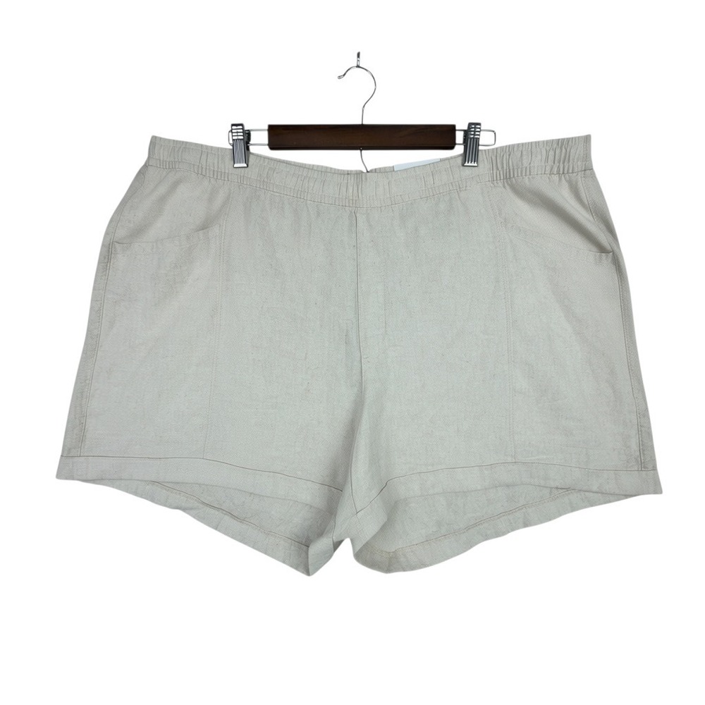 Old Navy Linen Blend Shorts High Rise Pull On Women XXL Beige Oatmeal NWT
